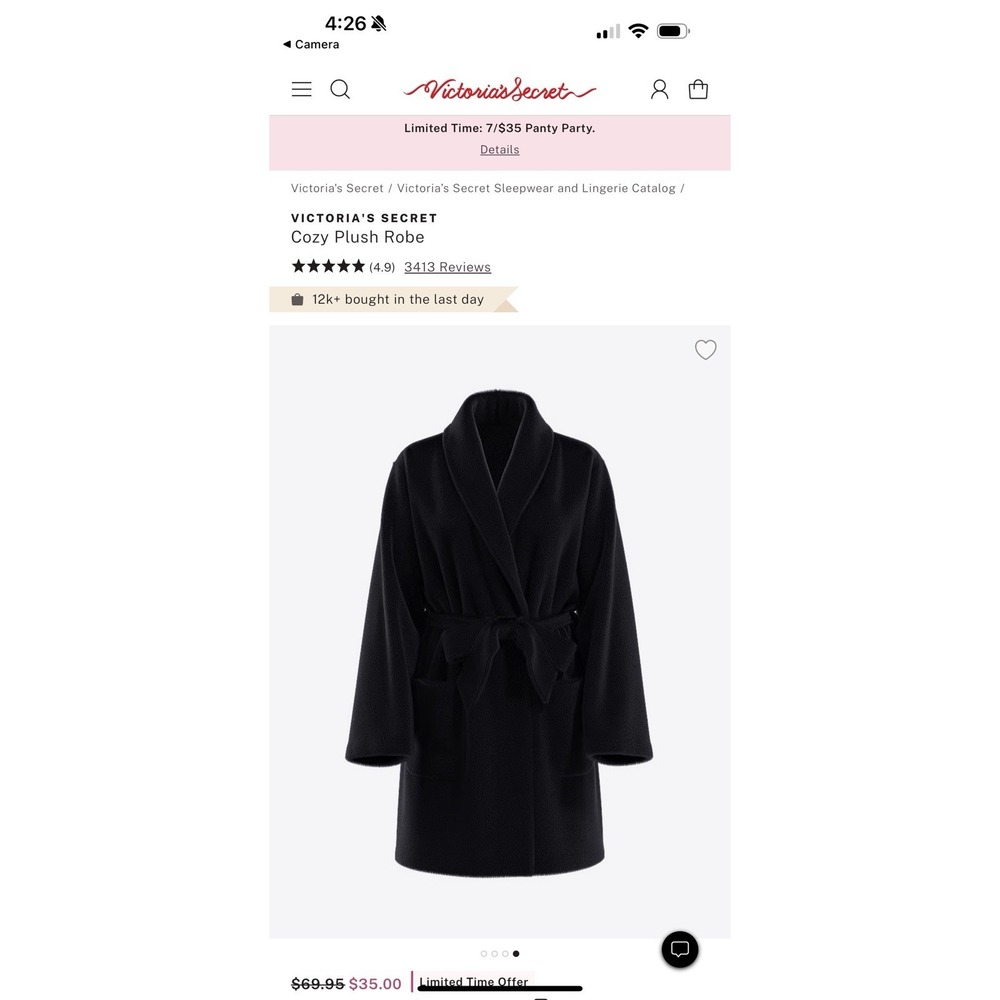 Victoria's Secret Women's Short Plush Robe burgundy Sz. M/LNEW - Picture 4 of 4